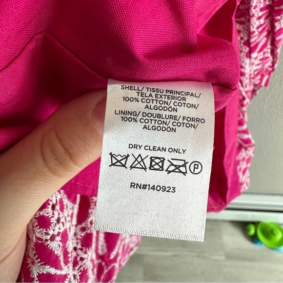 Loft Pink Eyelet Lace Cotton Tie Waist Midi Dress 8P - Picture 9 of 13